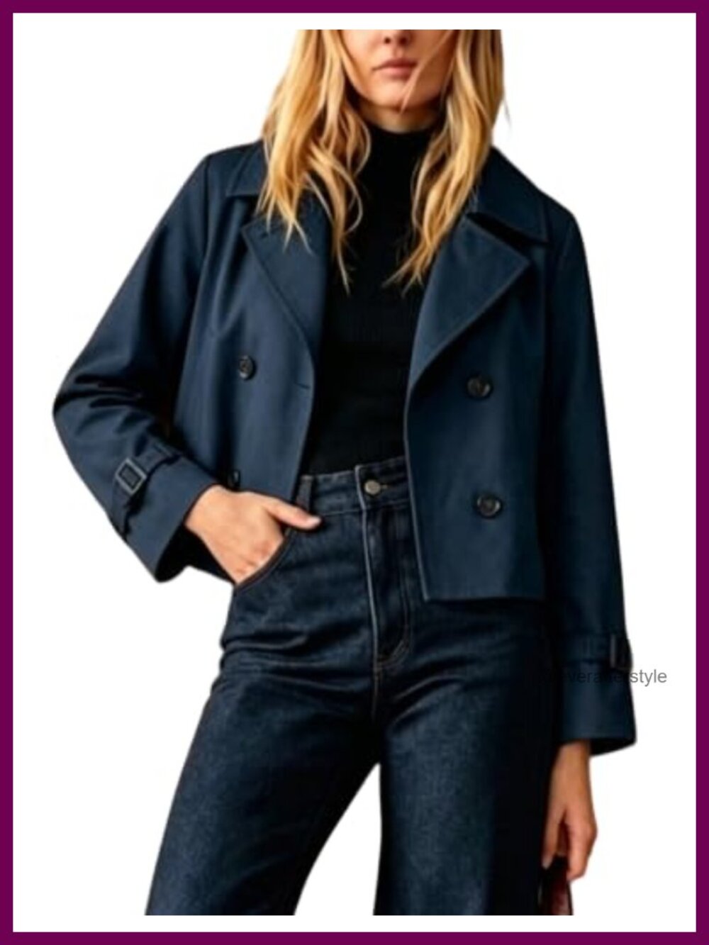 Womens Cropped Trench Coat Lightweight Casual Jacket Double Breasted